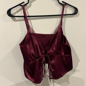 Burgundy Satin Crop Camisole